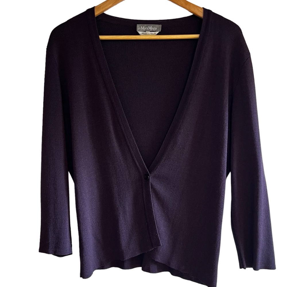 Maxmara knit cardigan in plum purple viscose size L excellent condition